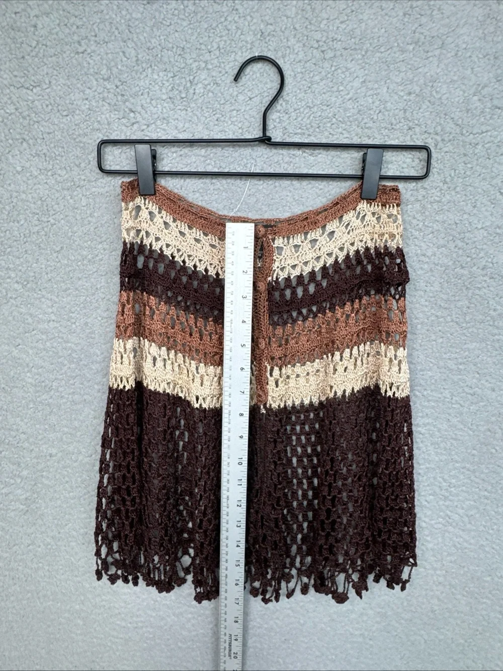 Cool Attitude Boho-Style Striped Crochet Mini Skirt/Swimsuit Cover Up OS /XS